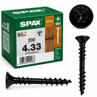 Produktbild von SPAX Universalschrauben Holzschrauben Senkkopf Teilgewinde WIROX TX20 schwarz 4 x 33 mm 200 St., KI-generiertes Bild