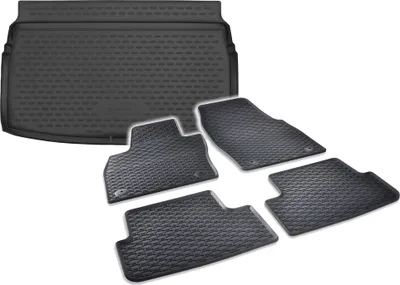 Produktbild von Gummi Kofferraumwanne + Fußmatten Set für VW T-Cross, Bj. 2018-
