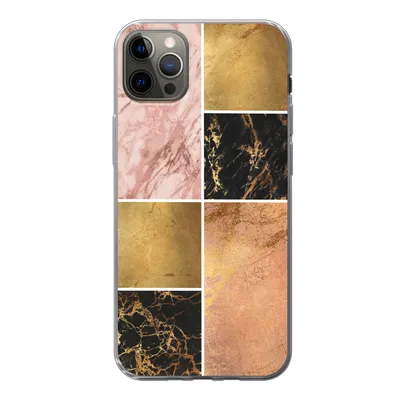 Produktbild von MuchoWow® Handyhülle Schutzhülle Hülle für iPhone 13 Pro Max Marmor - Rosa - Gold Silikon Softcase Handy Hülle - Mobiltelefon