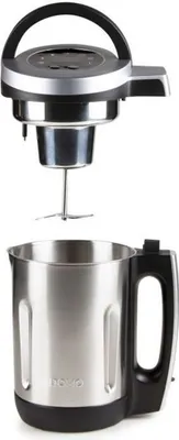 A disassembled soup maker with its lid and base shown separately against a white background.