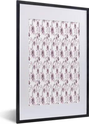 Produktbild von MuchoWow® MuchoWow® Gerahmtes Poster Blumen - Lila - Muster 40x60 cm - Poster mit zchwarzem Bilderrahmen - Poster in Rahmen