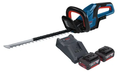 Zdjęcie produktu dla Akumulatorowe nożyce do żywopłotu Bosch GHE 18V-50 Professional 18 V 50 cm bezszczotkowe + 2x akumulator 4,0 Ah + ładowarka