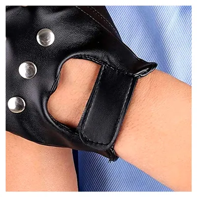 Produktbild von Herrenhandschuhe aus Kunstleder, Steampunk, Gothic, Halbfinger, mit Klettverschluss, Fäustlinge