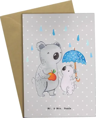 Produktbild von Mr. & Mrs. Panda Grußkarte Tagesvater Herz - Grau Pastell - Geschenk, genesungskarte, osterkarten, hochzeitskarten, weihnachtskarten, einladungskarten