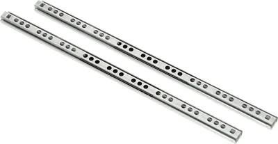 Two metal drawer slides are shown against a white background.