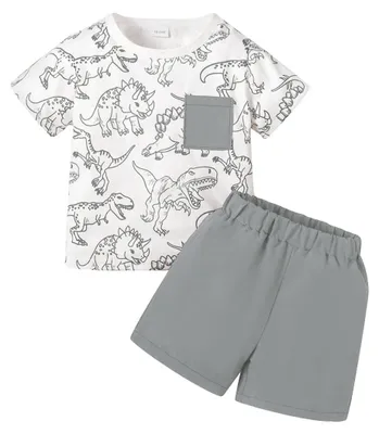 Image de Ensemble de vêtements d'été pour bébé et tout-petit, avec motif dinosaure