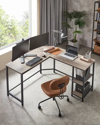 Produktbild von VASAGLE Schreibtisch L-förmiger Computertisch Eckschreibtisch mit 2 Ablagen LWD72X