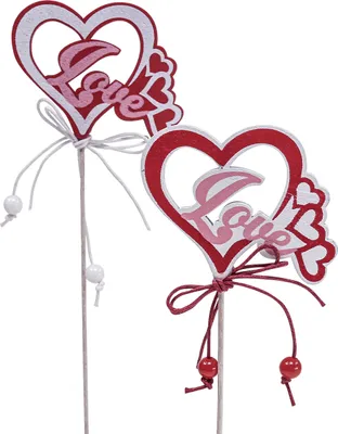 Produktbild von Blumenstecker Dekostecker Love Valentinstag Herz Pflanzenstecker Hochzeit 25,5cm 16 St