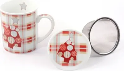 Produktbild von Kräuterteetasse Joel aus Porzellan mit Edelstahlsieb, 3-teilig, 0,25 l