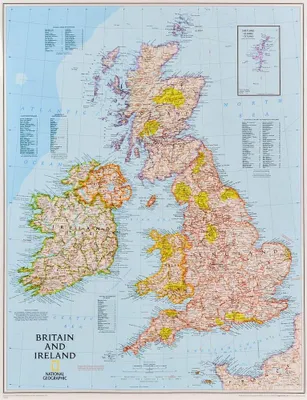 Obrázek produktu pro National Geographic Britain and Ireland Wall Map - Classic (23.5 X 30.25 In)