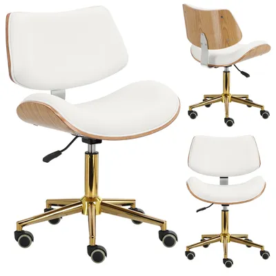 Image de tabouret cosmétique avec dossier tabouret de coiffure tabouret chaise tournante ronde réglable blanc