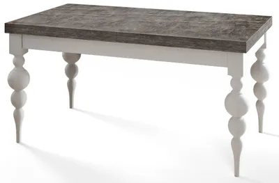 Produktbild von Rechteckiger Esstisch Ausziehbar Lena, Moderner Wohnzimmertisch 160-210x90x78, 5 cm , Dunkelgrau mit Tischbeinen in Weiß