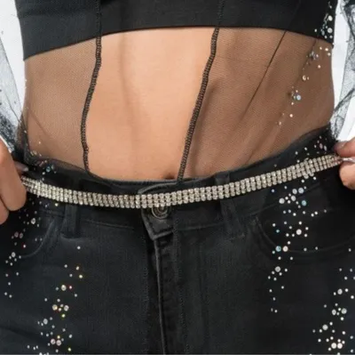 Image de Festival Ceinture femme avec strass 113 cm | Argent