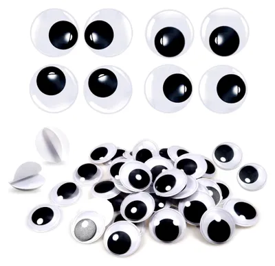 Produktbild von TOAOB 40 Stück Selbstklebende Wackelaugen Rund Schwarz Weiß 30mm Kunststoff Augen für Bastelarbeiten