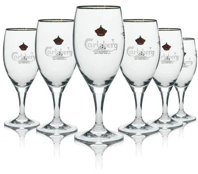 Produktbild von 6x Carlsberg Bier Glas Pokal mit Goldrand 200ml Ritzenhoff