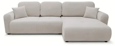 Image de Selsey Olido - Canapé d'angle convertible en L avec coffre de rangement, en velours gris-beige
