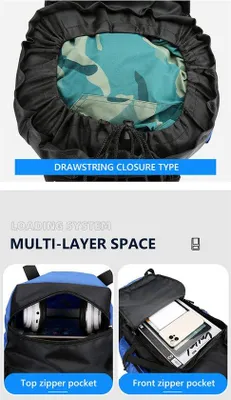 Produktbild von Famanu Wanderrucksack 90L - Dunkelblau mit Regenhülle