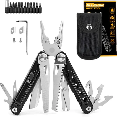 Produktbild von Multifunktionswerkzeug 28-in-1, Messer, Zange, 11 Bits, Edelstahl, für Camping