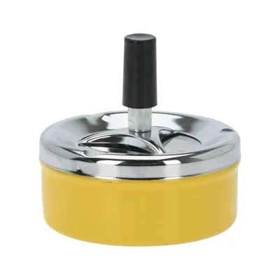 Produktbild von Drehaschenbecher Metall Ø 9 cm Aschenbecher Windaschenbecher Drehascher Sturmaschenbecher Wind Ascher Gelb