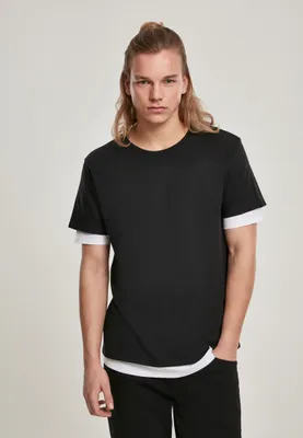 Image de Pánské tričko Urban Classics Full Double Layered Tee noir/blanc - S