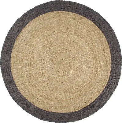 Produktbild von Hochwertig Teppich Handgefertigt Jute mit Dunkelgrauem Rand 240 cm 343607