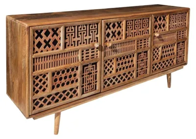 Immagine prodotto di Buffet AZRA 160 cm in legno di mango - 3 porte con motivi geometrici