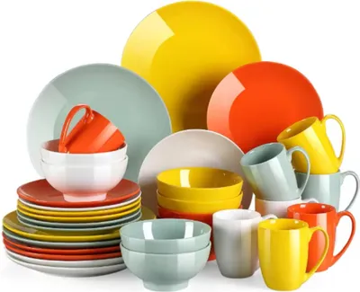 Produktbild von Lorentino Serviesset – 32-teilig – 4 Personen – Essteller, tiefe Teller, Frühstücksteller – Sommerliches Design – Keramik Platten