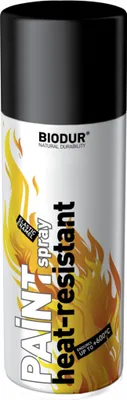 Produktbild von BIODUR Hitzebeständige Silikon-Sprühfarbe – Schwarz – 400 ml – Bis zu 600 °C – Rostschutz – Wetterbeständig – Innen/Außen
