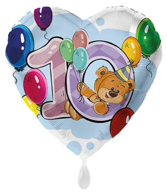 Produktbild von Folienballon Bär 10 bunt 45cm Herz Luftballon zum Geburtstag Kindergeburtstag