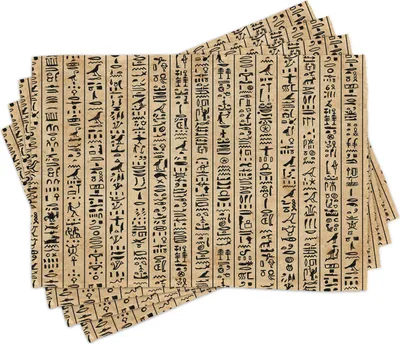 Produktbild von ABAKUHAUS ägyptisch Platzmatten, Altes Hieroglyphen-Schmutz-Muster auf Streifen-Archäologie-Geschichtssprache, 30 x 45 cm, Sand Braun Schwarz