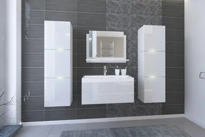 Produktbild von FURNITECH Lorent 2 60 Badezimmer Bademöbel Badeschränke Set mit Waschbecken (Weiß, Möbel ohne LED)