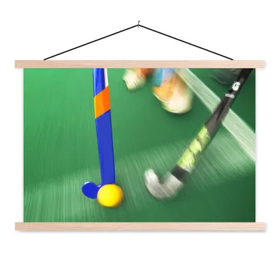 Produktbild von MuchoWow® Textilposter Aktionsbild von einem Eishockeyspiel 60x40 cm mit holzfarbenen Rahmen - Bilder