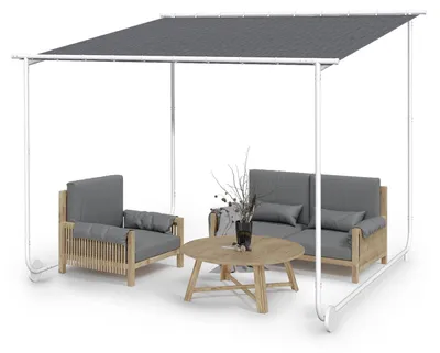 Produktbild von Blumfeldt Pergola, Metall Pavillon mit Polyester Schiebedach und Bodenrollen, Sonnensegel mit Gestell, Mobile Überdachung Freistehend, Sonnenschutz für Garten & Terrasse, Gazebo Wasserdicht & Stabil