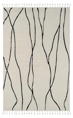 Obrázek produktu pro Koberec MY-RUG, Linnea, 290x200, bílý, koberec s vysokým vlasem, moderní, marocký design, nadýchaný měkký, skandinávský vzor, obdélníkový tvar
