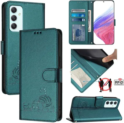 Image de Etui en cuir pour Samsung Galaxy A35 5G, étui à rabat avec fonction stand et portefeuille vert