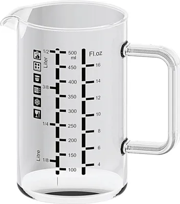 Produktbild von Koch und Messbecher aus Borosilikatglas mit Henkel und Skala 500ml
