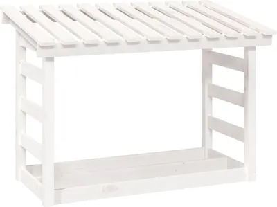 Obrázek produktu pro vidaXL Police na palivové dřevo bílá 108x64,5x78 cm Masivní borovicové dřevo