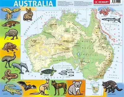 Produktbild von Australien. Physische Karte, Rahmenpuzzle. 72 Teile.