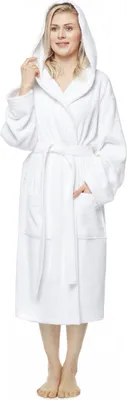 Produktbild von Arus Bademantel Pacific für Damen, wadenlang, 100% Baumwolle, Farbe:Weiß, Größe:XXL