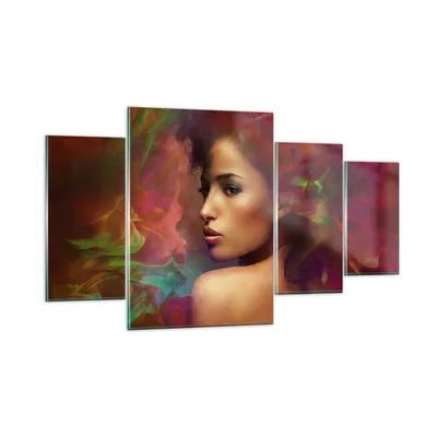 Produktbild von Bilder auf glas - frau gesicht - 160x90cm - Glasbilder - Wandbilder - Bilder - Kunstdruck - zum Aufhängen bereit - Wanddekoration aus Glas - Glas Bilder - Wandbild auf Glas - 4 Teile - GDL160x90-3735
