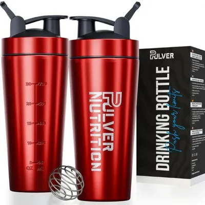 Produktbild von Pulver® 1000ml protein shaker edelstahl - Auslaufsicher & BPA-frei shaker für Protein-Shakes&Trinkzweck|Silber shaker bottle für Fitness&Fitnessstudio
