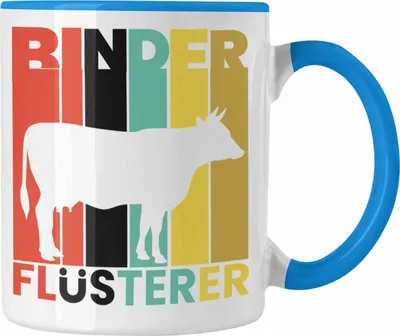 Produktbild von Trendation - Rinder Flüsterer Tasse Geschenk Landwirt Bauer Geschenkidee Lustiger Spruch für Rinder-Liebhaber (Blau)