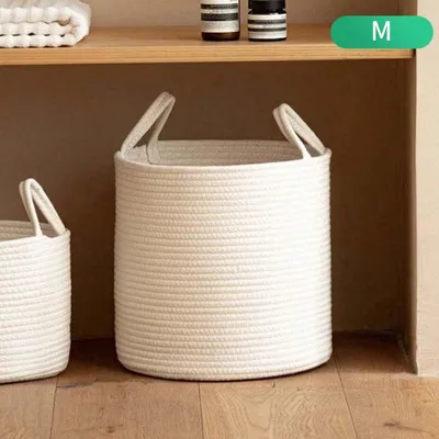 Imagen del producto de Cesta de almacenamiento de algodón, tamaño medio, multifuncional, para ropa