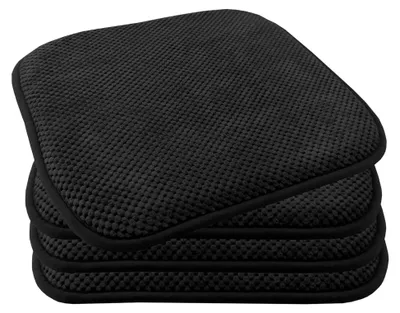 Produktbild von Komfortable & praktische Gel-Kissen 40x40 - Stuhlkissen mit modernem Memory-Schaumstoff - gepolsterte Sitzkissen Out- und Indoor Gartenkissen Stuhlauflage rutschfest, Farbe:Schwarz, Set:4er