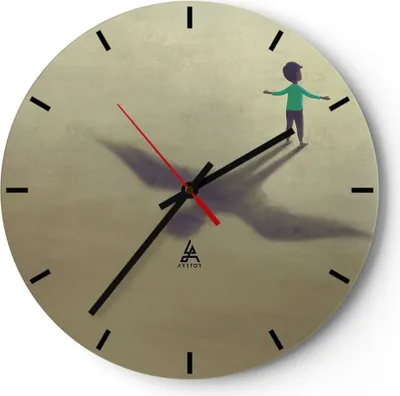 Produktbild von Wanduhr - Rund - Glasuhr - Kind Symbol Vogel - 40x40cm - Schleichendes Uhrwerk - Lautlos - zum Aufhängen bereit - Dekoration Modern - Wanddekoration aus Glas - C3AR40x40-4765