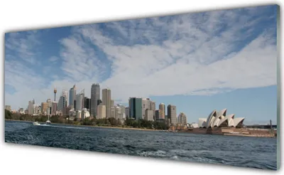 Produktbild von Acrylglasbilder 125x50 Wandbild Druck Stadt Meer Gebäude