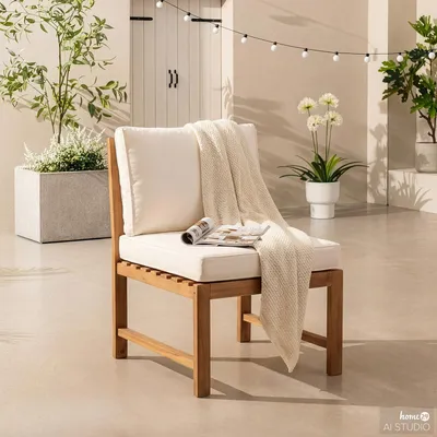 Produktbild von home24 Diningstuhl - Akazie Massiv / Polyester - Braun / Beige