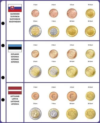Produktbild von Lindner 8450-39 Vordruckblatt EURO COLLECTION: Kursmünzensätze Slowakei/Estland/Lettland