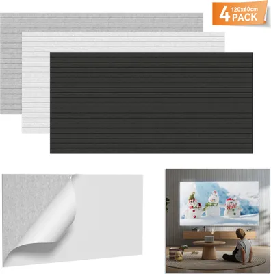 Obrázek produktu pro XINZI Podlouhlé akustické panely 120 x 60 cm bílé – samolepicí, polyesterové vlákno, pro pohlcování zvuku, vhodné do studia/kanceláře/ložnice