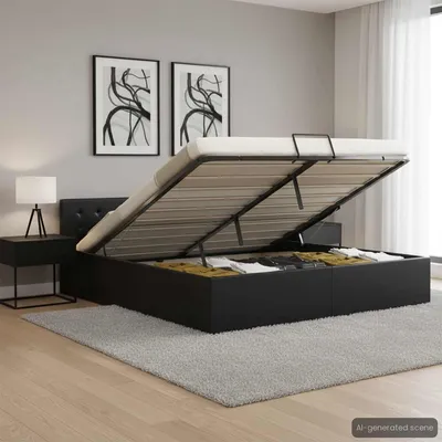 Produktbild von Maison Exclusive - Stauraumbett Hydraulisch Schwarz Kunstleder 180×200 cm